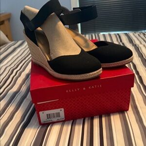 Kelly & Katie Black Espadrille Wedges